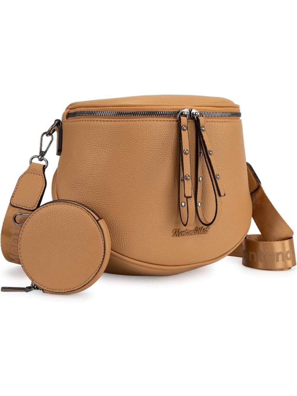 Women's Camel Vegan Leather Tote Satchel Handbag Top Handle Crossbody Bags